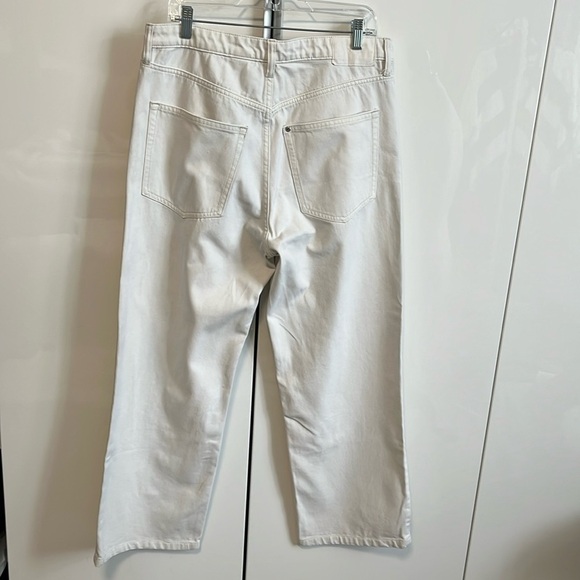 H&M Relaxed Wide Leg High Waist White Denim Jeans, Size 14 - Picture 7 of 11